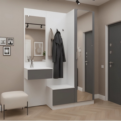 Набор мебели для прихожей "Марсель-106" МР 01-106 В2160 Ш1500 Г420 (ЛДСП Графит серый)